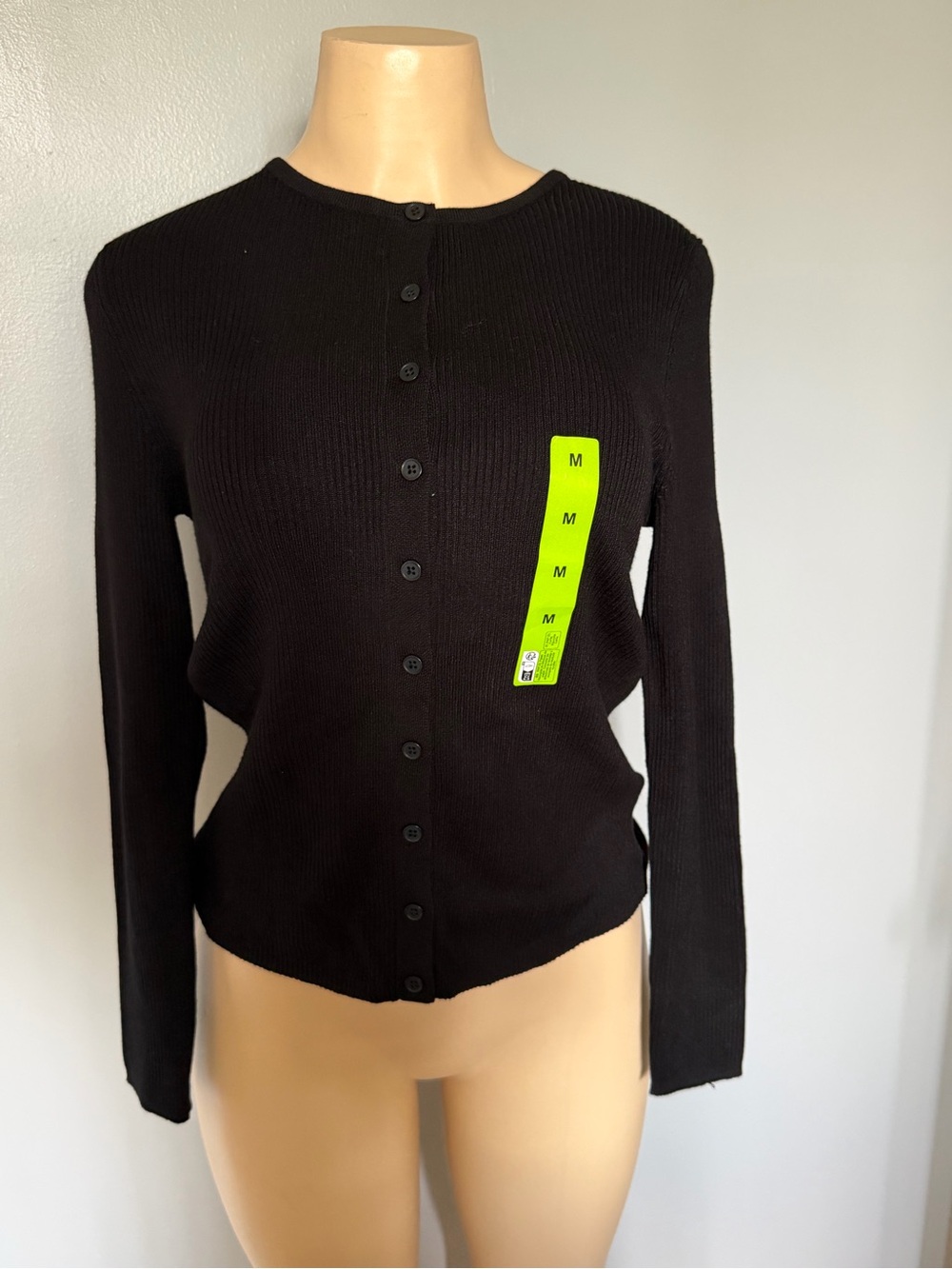 Primark Black Ribbed Button-Up Cardigan